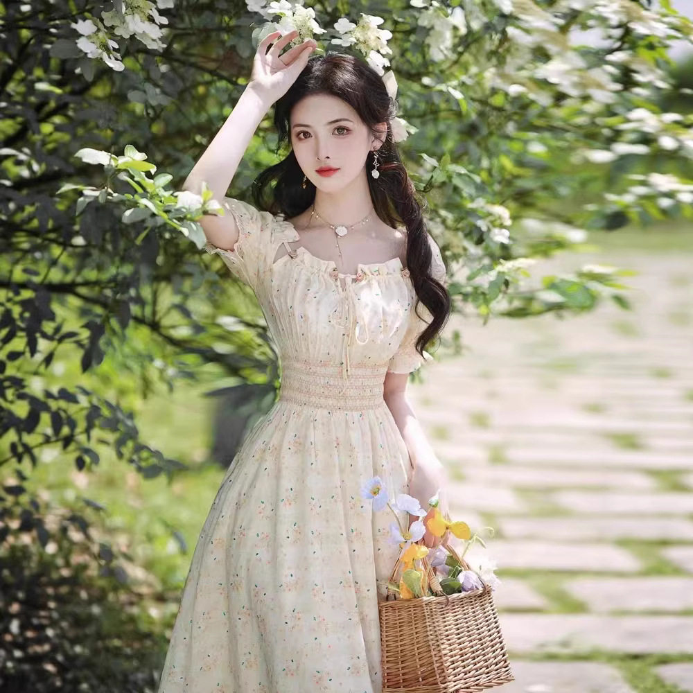 2026春夏新品修身气质碎花连连衣裙