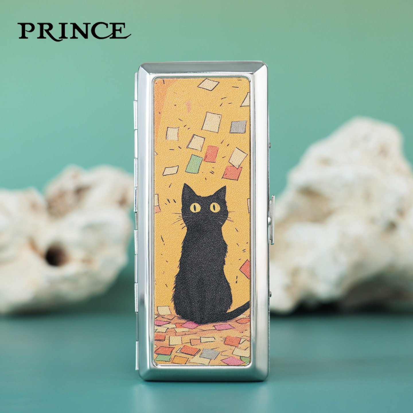 prince王子烟盒真皮彩绘猫咪可装粗中细防压防潮便携创意个性送礼