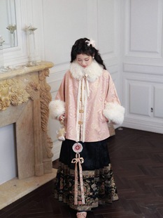 冬季新款七月夕【金粉映雪】明制汉服昭君袄外套交领针织衫马面裙