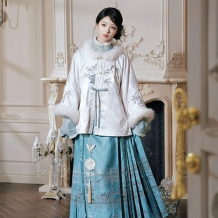 明制汉服昭君袄短外套对襟琵琶袖 砚雪凝竹 织金马面裙 新 冬季