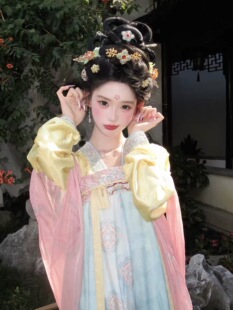 春夏新款 唐制汉服女新款 绝美小唐风齐胸襦裙重工刺绣套装 浮光