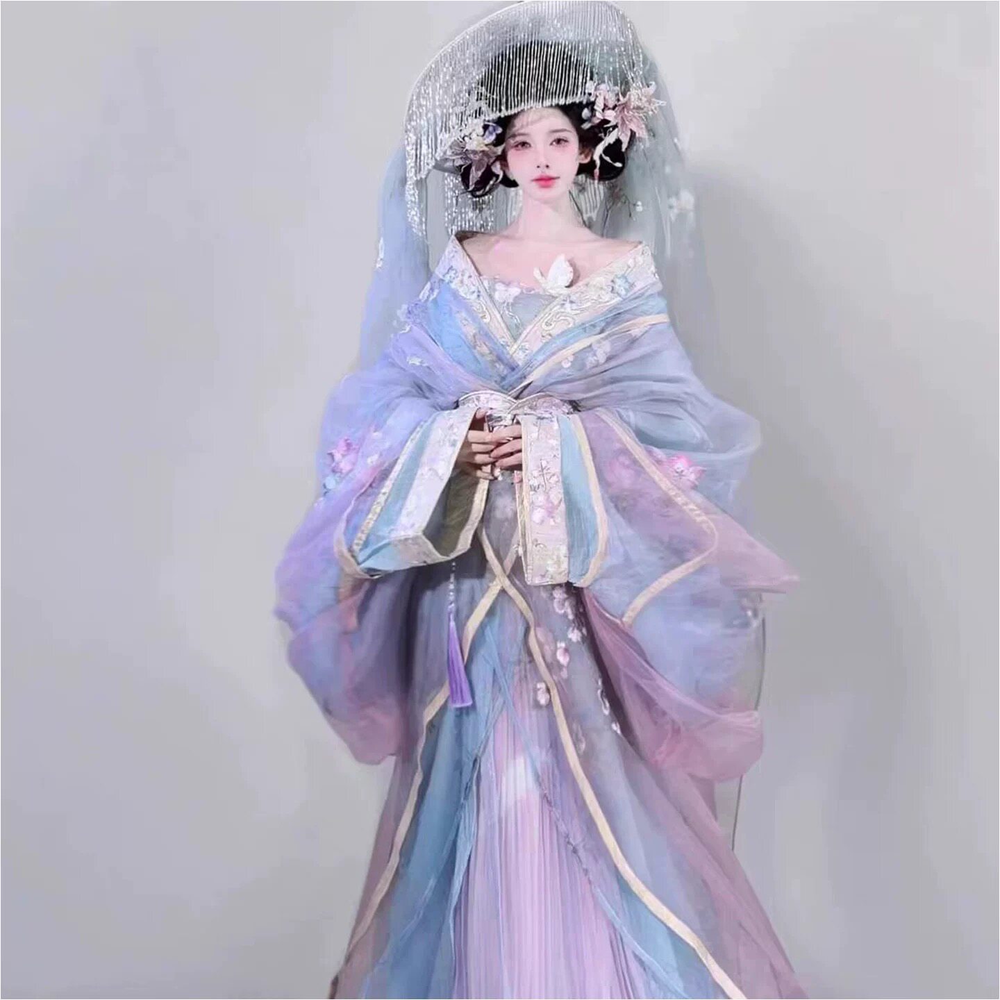 新款【紫苏苏】仙女风战国袍汉服套装女紫色交领重工刺绣超仙古风