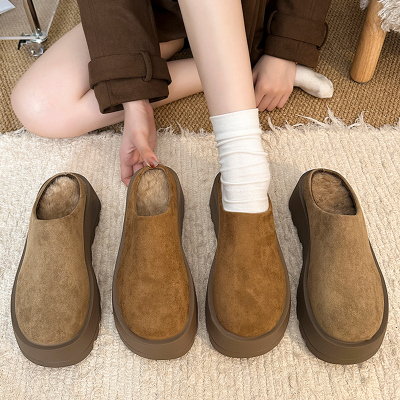 秋冬法式厚底包头拖鞋女外穿2025新款加绒勃肯鞋保暖棉拖鞋1123u