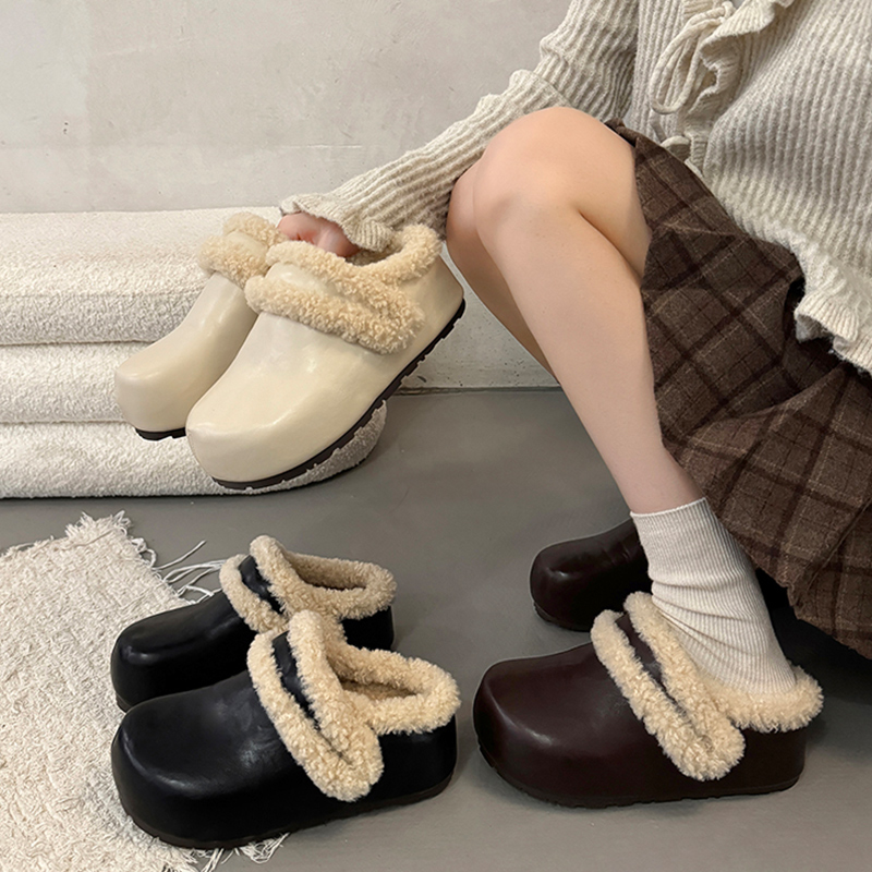 厚底加包头勃肯毛毛拖鞋外穿2025新款保暖两穿懒人1201k