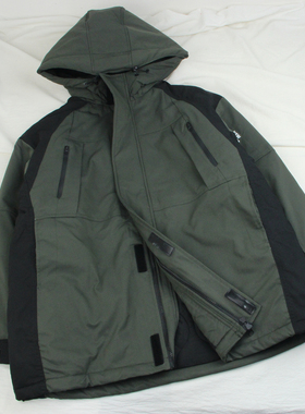 23736青少年带帽夹棉冲锋衣外套童装冬款男童加厚拉链衫棉服大童