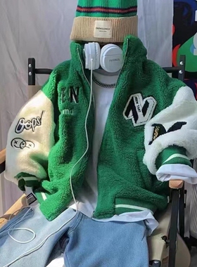 93886木家摇粒绒外套童装秋冬款男女童拼色加厚拉链衫中童