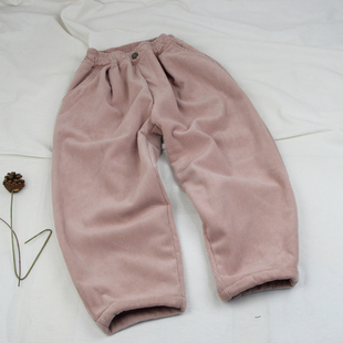 女童加绒弹力休闲长裤 5552希家一体绒条绒裤 秋冬款 童装 大童 老爹裤
