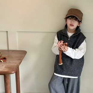 80555乔家毛衣背心马甲童装春款男女童针织衫套头衫马夹中大童