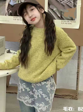 82006E家毛衣童装秋冬款女童针织衫套头衫中大童