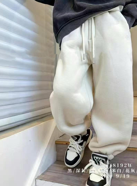 58192童家羊驼绒卫裤童装一条过冬款男女童加厚休闲裤长裤中大童