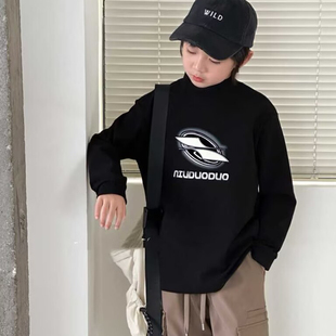 63566牛家薄绒长袖T恤衫童装秋冬款男女童休闲裤长裤中大童