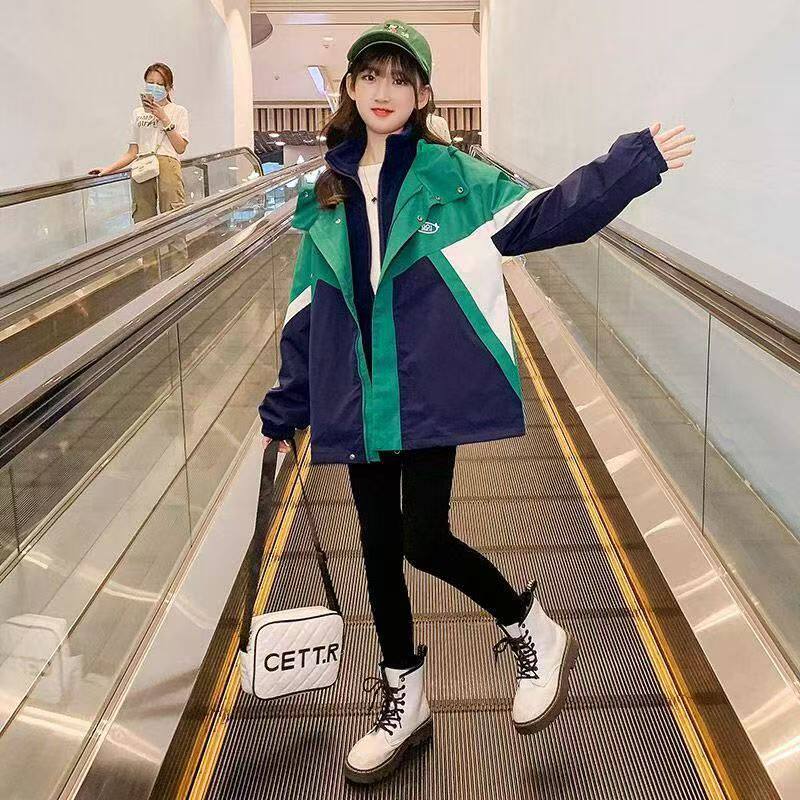 带帽冲锋衣带内胆童装早春款男女童外套2件套装中童