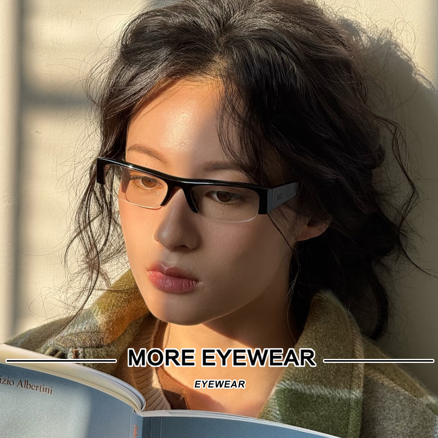 赵今麦同款玳瑁色半框眼镜架女B07S复古眉线小方框平光镜男配度数