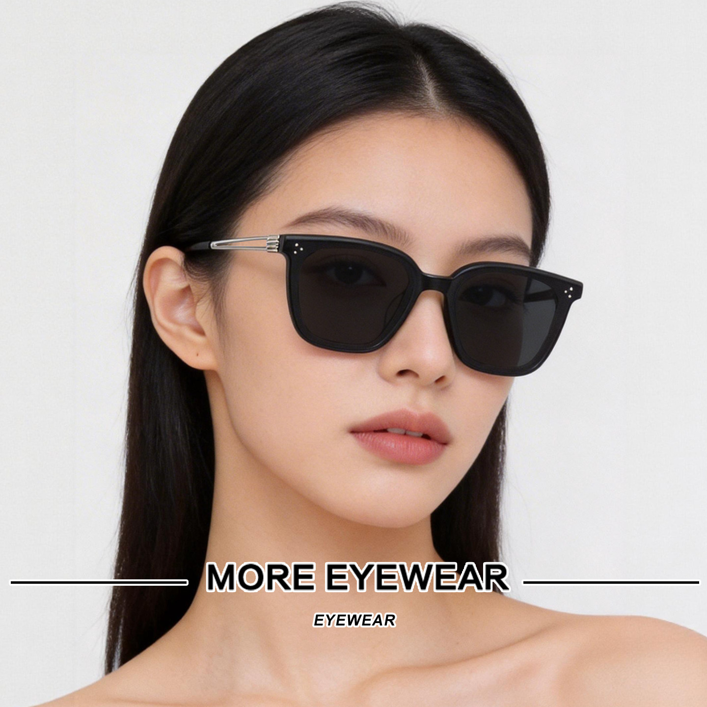 2026新款GM方框墨镜男女通用黑色简约百搭高级感防嗮太阳镜LASOLA