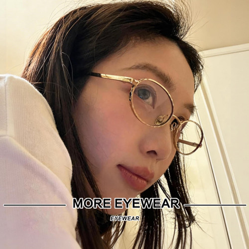 早春新款纯钛超轻菱纹格眼镜架女