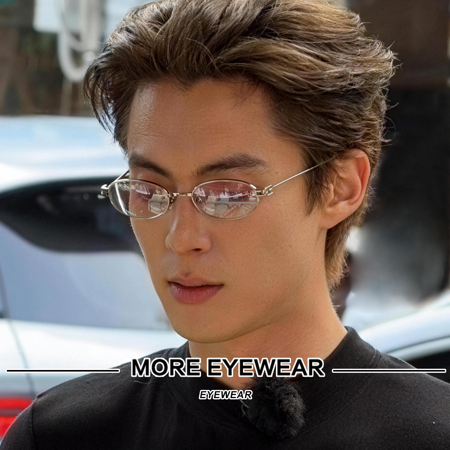 王鹤棣同款GM椭圆眼镜架男LOLOS 超轻银色细框复古高智感平光镜女