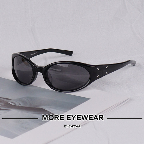 新款黑色椭圆形发箍太阳镜女