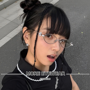 GM珠宝系列眼镜架CARAT银色椭圆文艺高智感素颜镜女ins 张予曦同款