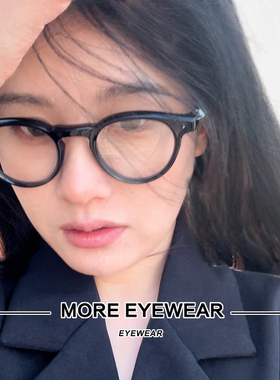 GM同款圆形眼镜架女RON 黑色板材日系复古文艺小框眼镜男可配近视