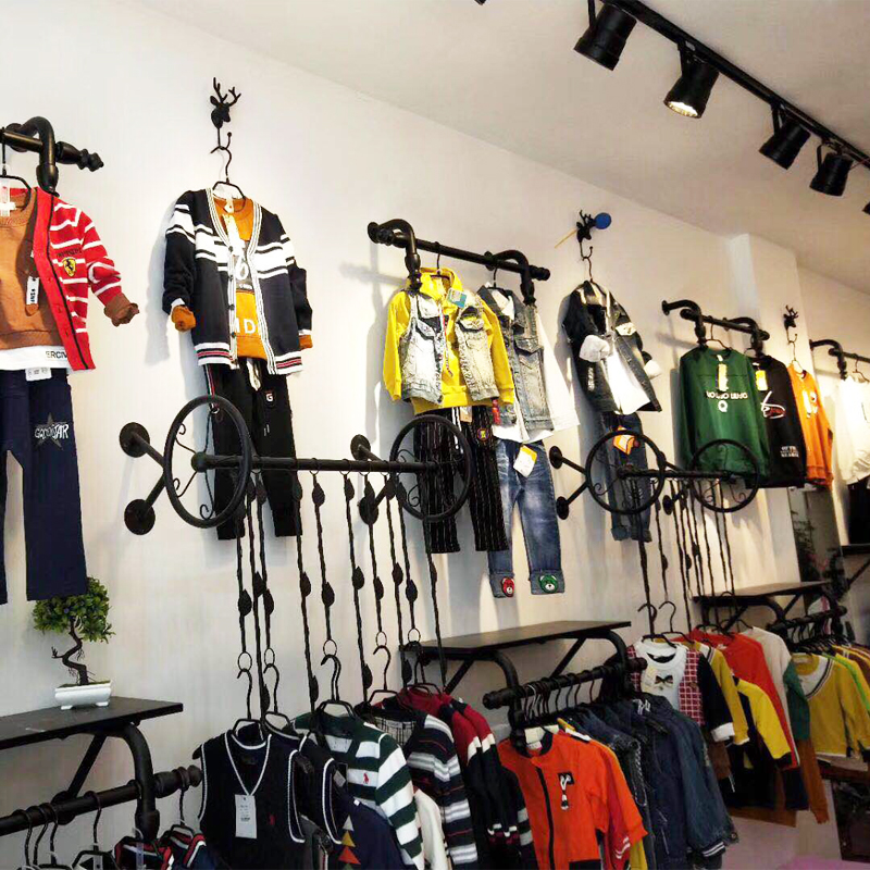 童装店展示架服装店上墙壁挂式挂衣服架子简约男女装组合侧挂货架