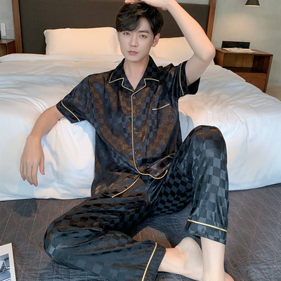 大码睡衣男冰丝男士宽松200斤