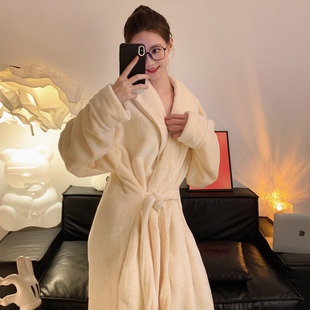胖MM珊瑚绒睡袍 睡裙吸水速干加大码 牛奶绒浴袍秋冬款 睡衣女长款