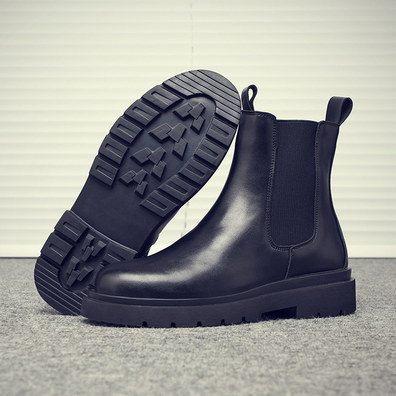 MARTIN BOOTS MENS TIDE INSIDE HEIGHT SHOES 10CM BRITISH STYLE LEATHER HIGH-TOP SHOES 8 BLACK BIKER 6 AUTUMN WINTER CHELSEA BOOTS
