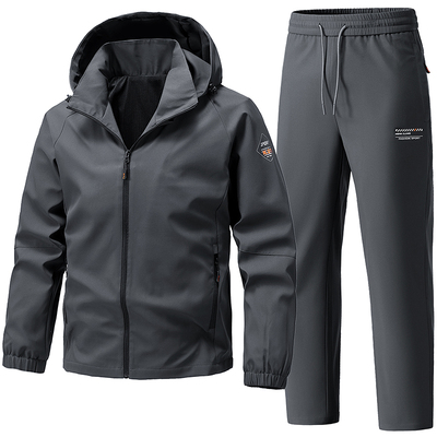 春秋运动休闲套装男外套装新款夹克男帅气青少年工装衣服两件套