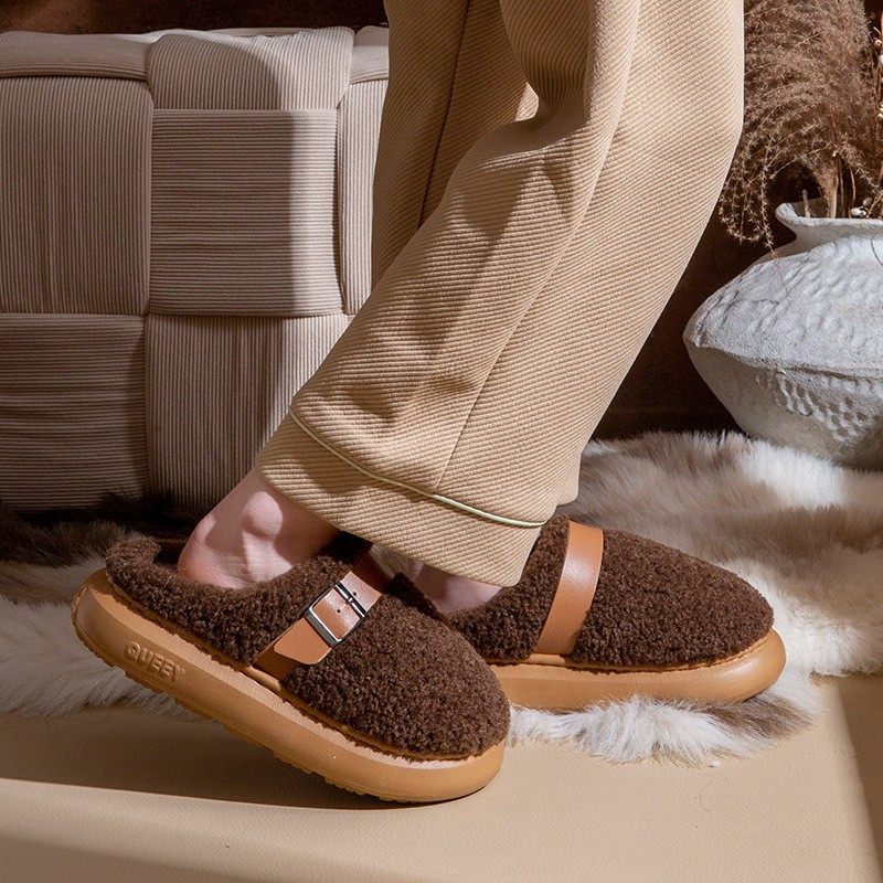 棉拖鞋女秋冬季毛绒室内家居家防滑厚底踩屎感月子保暖拖情侣xc48