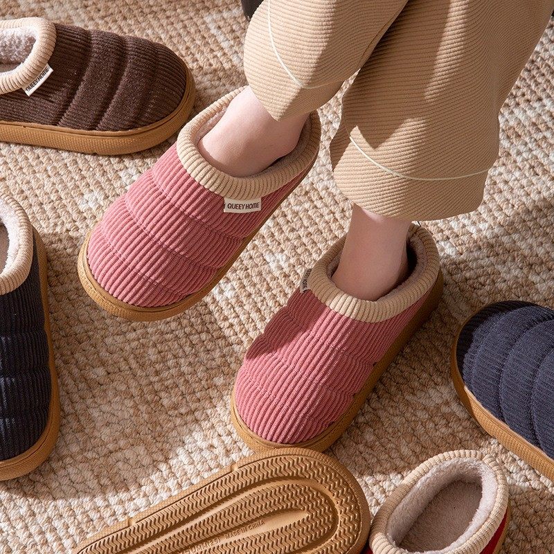 厚底毛绒保暖棉拖鞋女士2025新款冬季室内家居防滑包跟舒适棉xc95