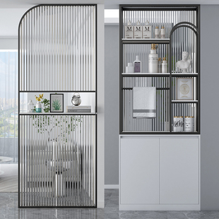 创意长虹玻璃隔断屏风客厅玄关卫生间半墙简约现代轻奢不锈钢格栅