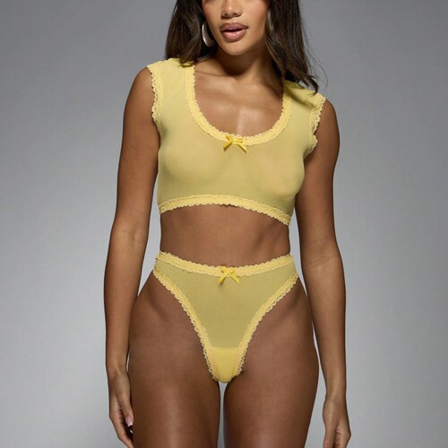 Perspective mesh sexy two-piece sex suit, spicy girl lace pa