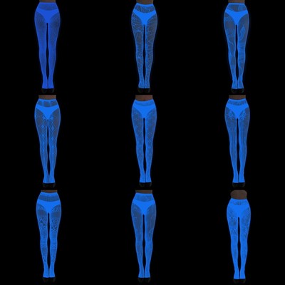 Blue-Tinted Pantyhose with Lace Cutouts Glow-in-the-Dark Fis