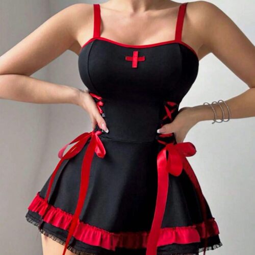 New sexy black and red female role-playing nurse erotic unif