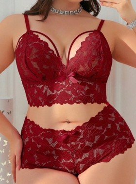 Lace-Trimmed Fitted Bra Set with Sheer Design Seductive Nigh