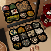 中古风卫生间吸水地垫浴室厕所门口硅藻泥防摔速干复古防滑脚垫子