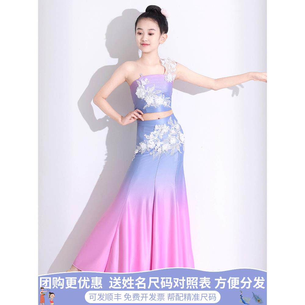 傣族舞蹈服装儿童女新款少儿独舞裙子粉色剧目灵春述春意浓演出服