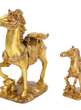 马上赢摆件纯铜马招财元宝马马到成功客厅中式金属桌面装饰工艺品