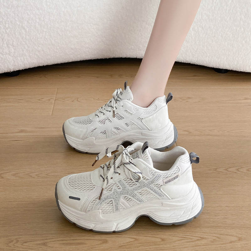 踩屎感老爹鞋女2026新款春夏季厚底显脚小码34软底减震跑步运动鞋