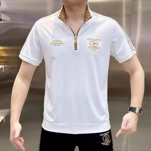 新款 休闲短袖 2025夏季 POLO衫 国潮潮流 立领高级设计感男士 轻奢时尚