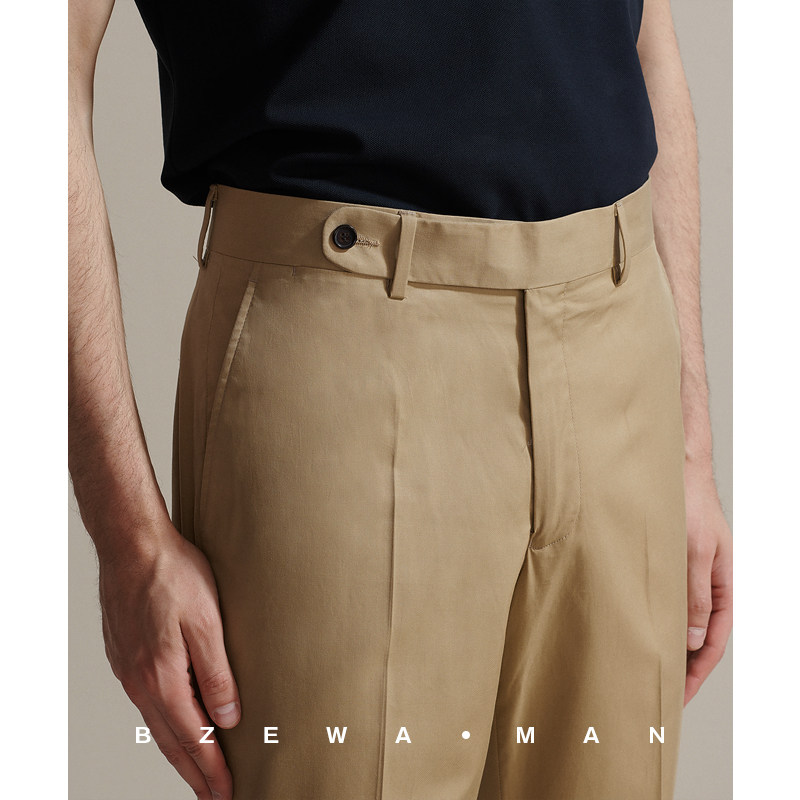 那不勒斯小西裤男商务修身长腰头潮流卡其九分裤翻边长绒棉休闲裤在类目 男装, 西裤中 - 来自Buy2taobao.com提供专业的淘宝代购服务