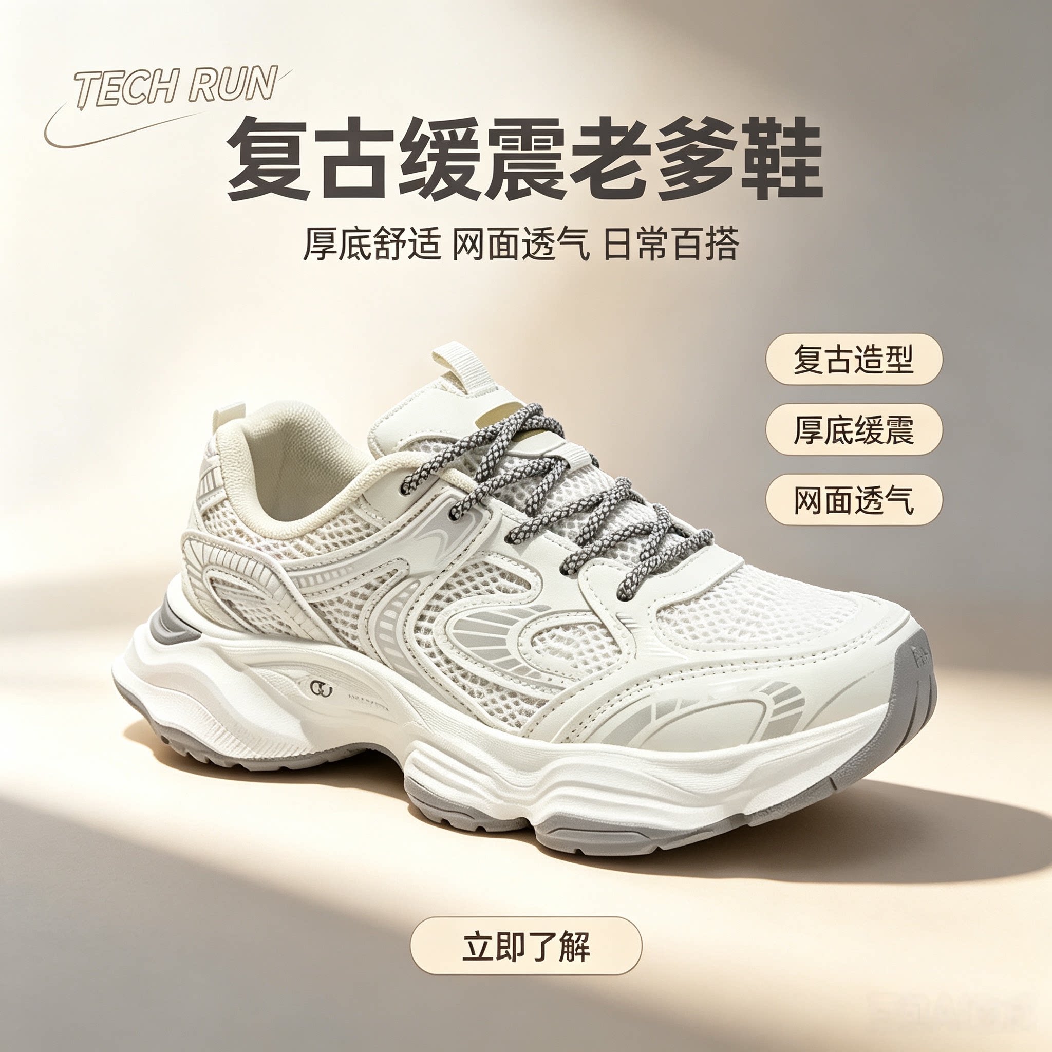 2026秋季男鞋透气网面鞋子男士运动鞋潮流百搭厚底休闲跑步老爹鞋