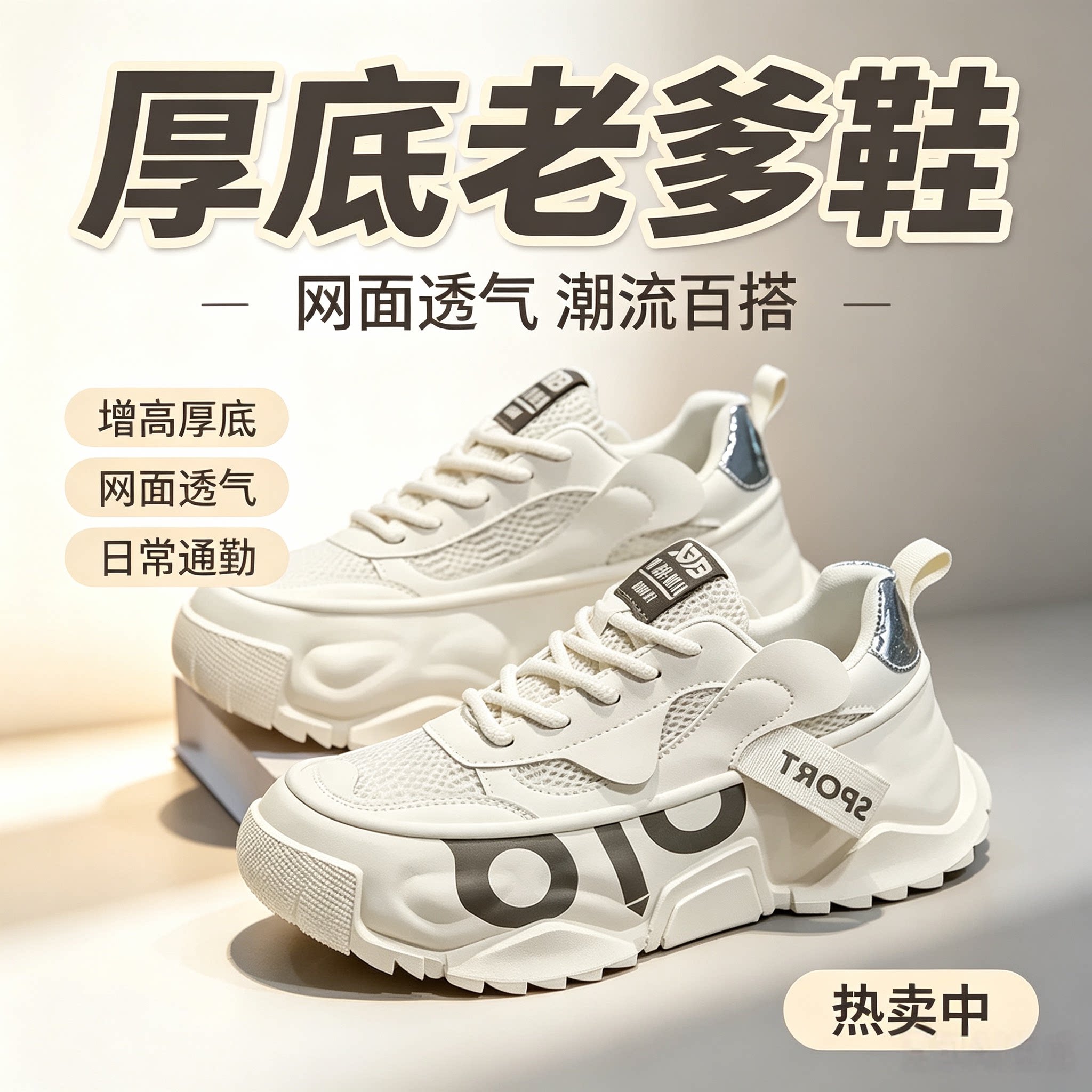 秋季新款大码潮牌男鞋网红原创时尚百搭网状运动老爹鞋休闲包底鞋