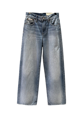CK Jeans国内代购2025年秋冬新款女士泼墨纯棉阔腿牛仔裤47C702G