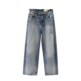 CK Jeans国内代购2025年秋冬新款女士泼墨纯棉阔腿牛仔裤47C702G