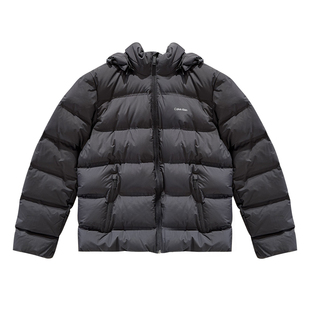 CK Jeans25秋冬新款男士休闲通勤立领连帽鸭绒羽绒服4LD517G