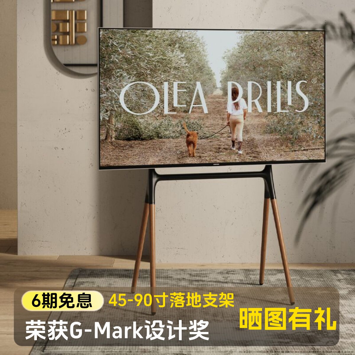 北弧北狐电视落地支架实木艺术