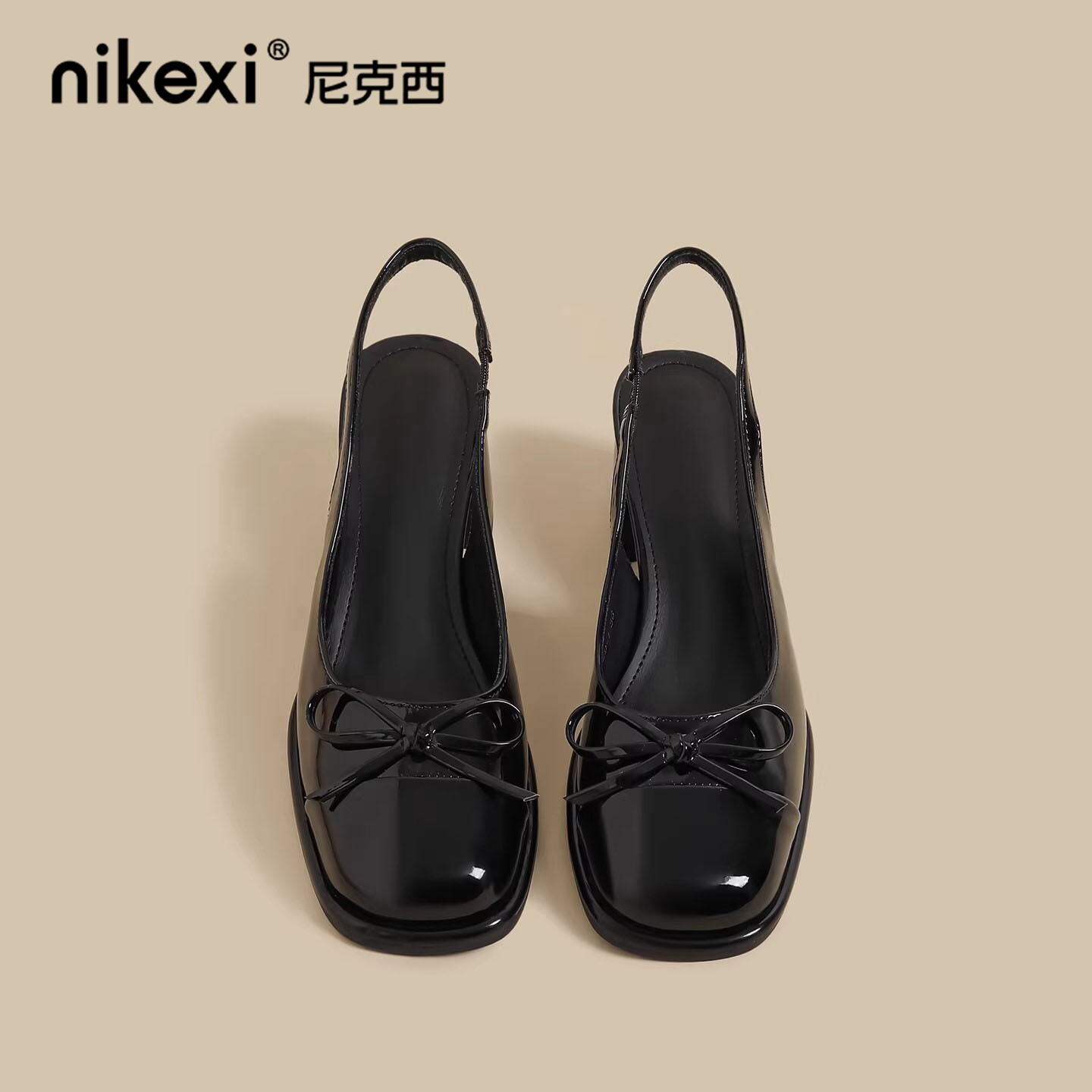 包头凉鞋女款春夏季粗高跟方头百搭气质蝴蝶结舒适玛丽珍浅口单鞋