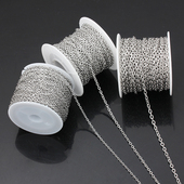 不褪色不锈钢304钛钢扁圆O字链子焊口细链条制作手链项链材料配件