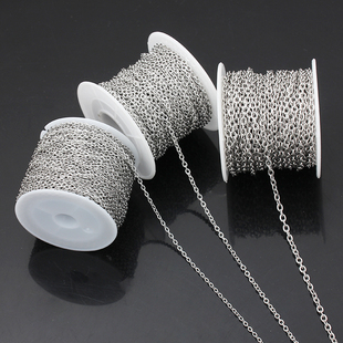 不褪色不锈钢304钛钢扁圆O字链子焊口细链条制作手链项链材料配件